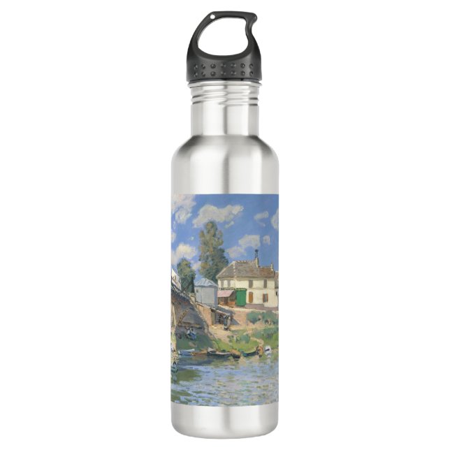 Bridge at Villeneu by Sisley Impressionist Paint 710 Ml Water Bottle (Front)