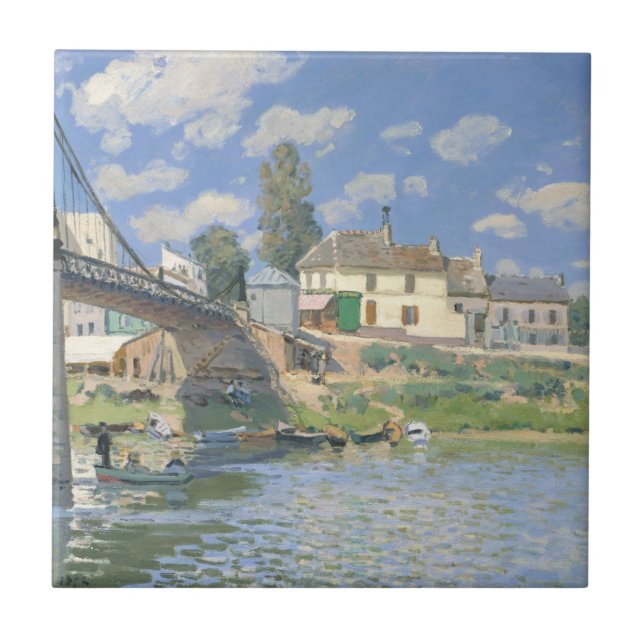 Bridge at Villeneu by Sisley Impressionist Paint Tile (Front)