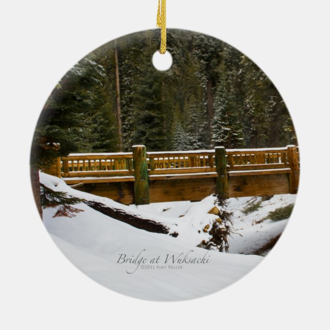 Bridge at Wuksachi Ceramic Tree Decoration (Back)