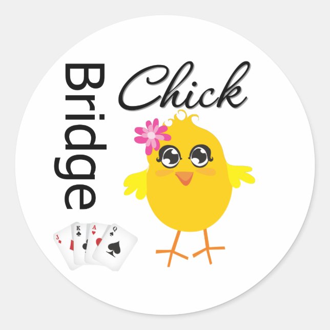 Bridge Chick Classic Round Sticker (Front)