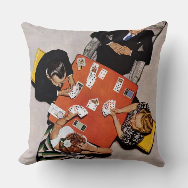 Bridge Game by Norman Rockwell Cushion (Front)