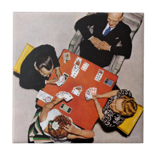 Bridge Game by Norman Rockwell Tile