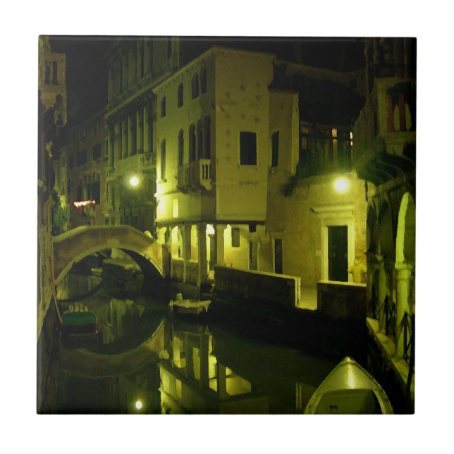 Bridge in night Venice Tile (Front)