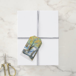 bridge in the winter gift tags
