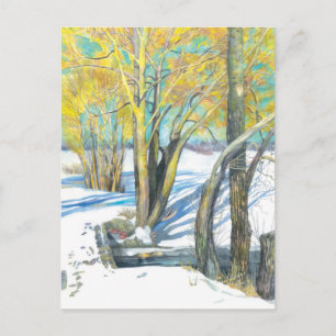 bridge in the winter holiday postcard