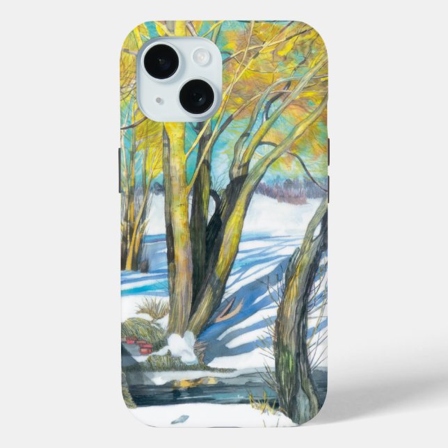 bridge in the winter Watercolor Case-Mate iPhone Case (Back)
