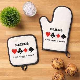 Bridge Is Not A Game Of Chance Four Card Suits Oven Mitt & Pot Holder Set