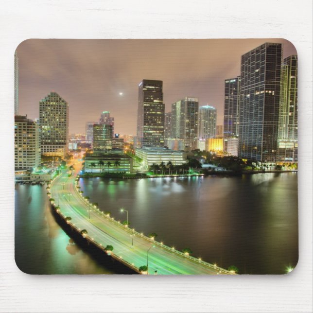 Bridge leads across waterway to downtown Miami Mouse Pad (Front)