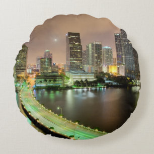 Bridge leads across waterway to downtown Miami Round Cushion