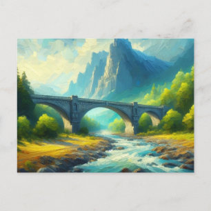 Bridge Mountains River,  Postcard