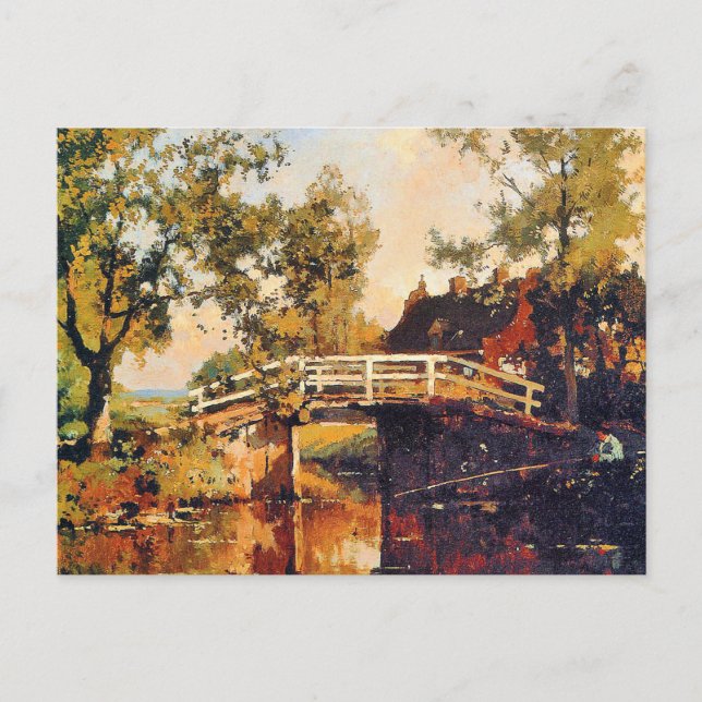 Bridge near Estate Linschoten, fine art painting, Postcard (Front)