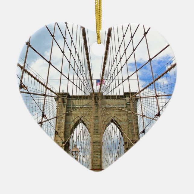 Bridge New York Brooklyn City Building Structure Ceramic Tree Decoration (Front)