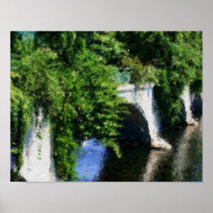 Bridge Of Flowers Impressionist Photo Painting Poster