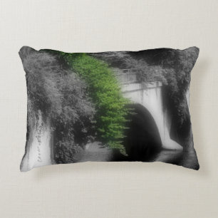 Bridge Of Flowers Partial Color Vintage  Decorative Cushion