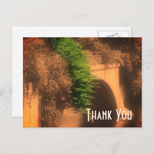 Bridge Of Flowers Sepia Thank You  Postcard (Front/Back)