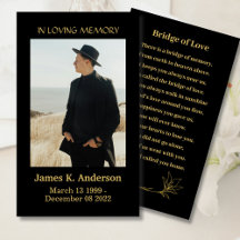 Bridge of Love Black Memorial Prayer Photo Card 