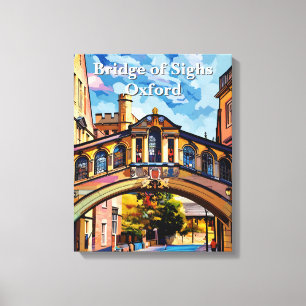 Bridge of Sighs in Oxford Gouache Painting Canvas Print