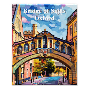 Bridge of Sighs in Oxford Gouache Painting Photo Print