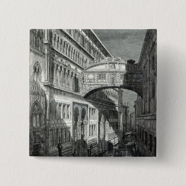 Bridge of Sighs, Venice 15 Cm Square Badge (Front)