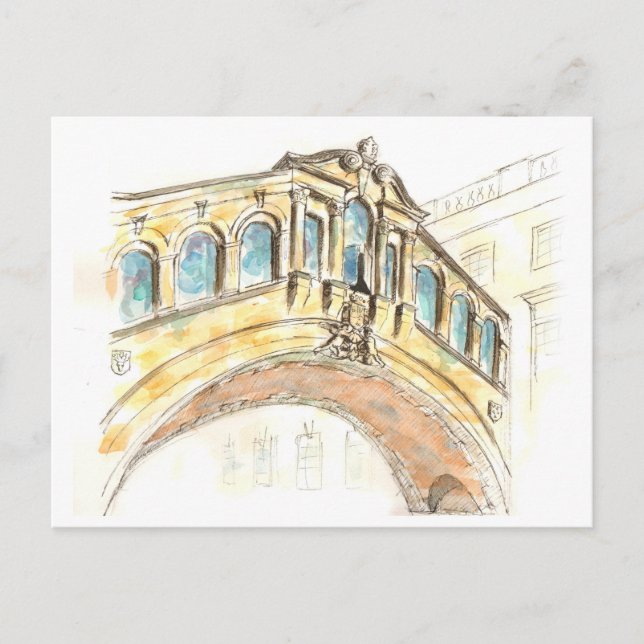 Bridge of Sighs watercolour drawing Postcard (Front)