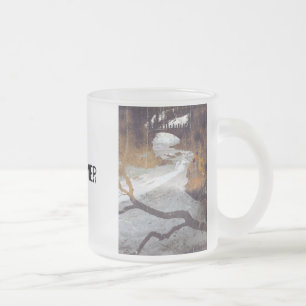 Bridge Over a Frozen Stream by Alexandra Cook Frosted Glass Coffee Mug