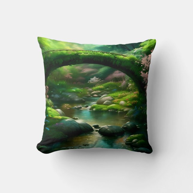Bridge over a stream in the forest. 1 cushion (Front)