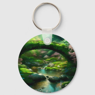 Bridge over a stream in the forest. 1 key ring