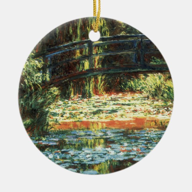 Bridge Over the Waterlily Pond by Claude Monet Ceramic Tree Decoration (Front)