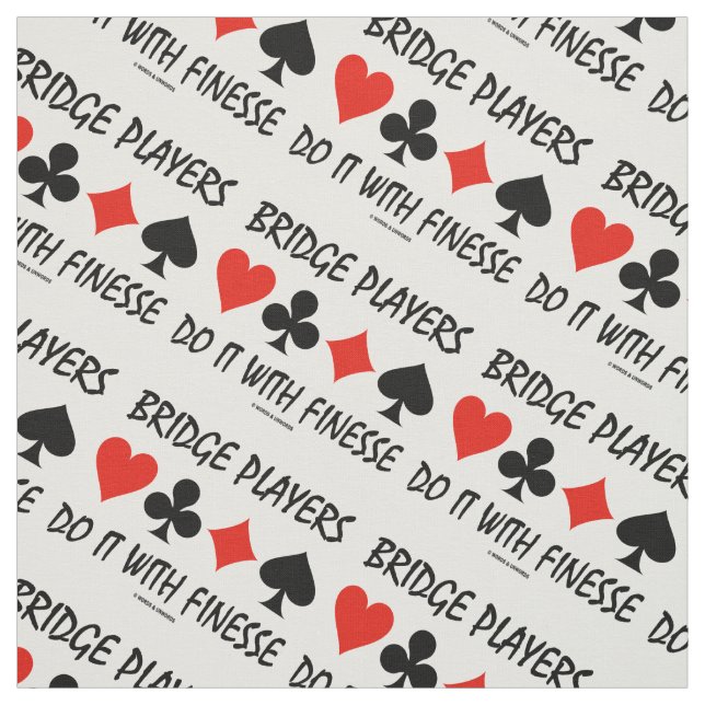 Bridge Players Do It With Finesse Four Card Suits Fabric (Swatch)