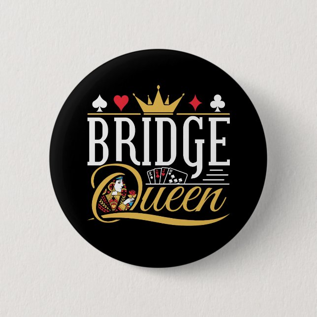 Bridge Queen Card Game Women 6 Cm Round Badge (Front)