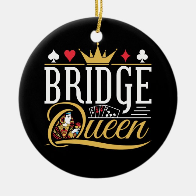 Bridge Queen Card Game Women Ceramic Tree Decoration (Front)