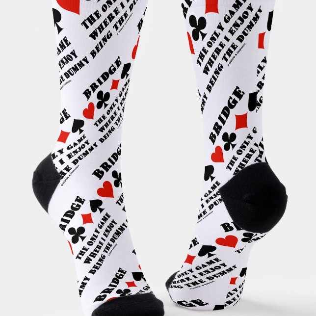 Bridge The Only Game Where I Enjoy Being The Dummy Socks (Bridge players who enjoy being the dummy will enjoy this bridge-themed pair of crew socks!)