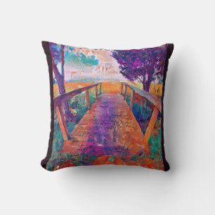Bridge to peace an A.I. developed painting Cushion