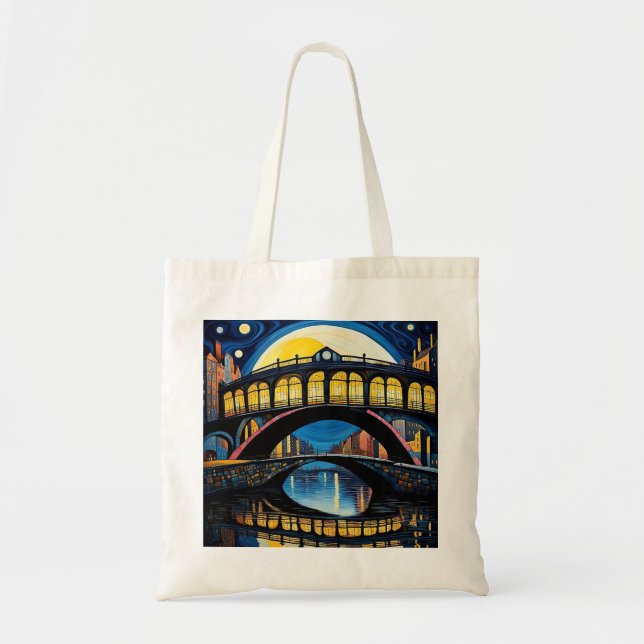 Bridge under moonlight 4 tote bag (Front)