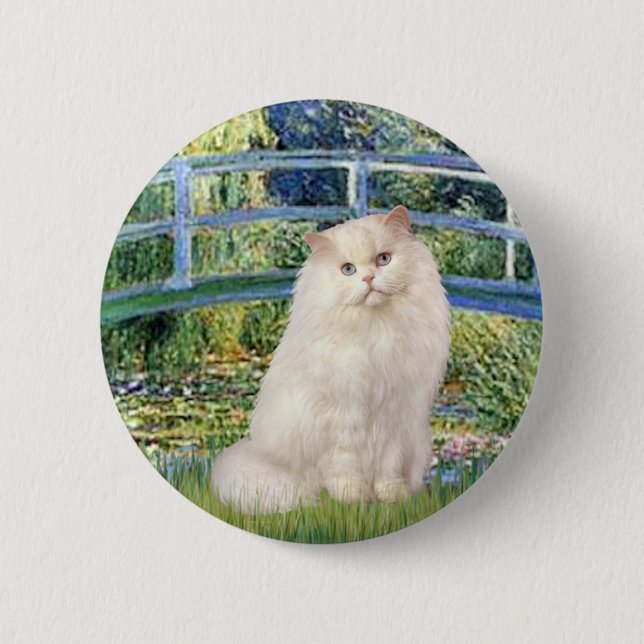Bridge - White Persian cat 6 Cm Round Badge (Front)