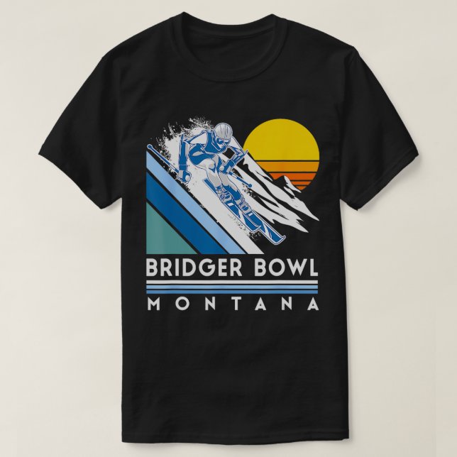 Bridger Bowl Montana Retro Ski  T-Shirt (Design Front)