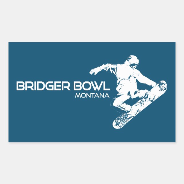 Bridger Bowl Montana Snowboarder Rectangular Sticker (Front)