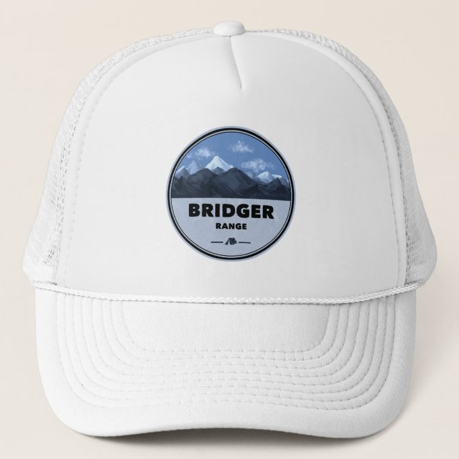 Bridger Range Montana Camping Trucker Hat (Front)