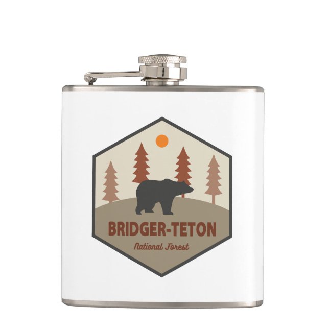 Bridger-Teton National Forest Bear Hip Flask (Front)