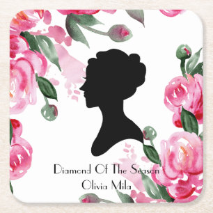 BRIDGERTON FLORAL BRIDAL SHOWER SQUARE PAPER COASTER