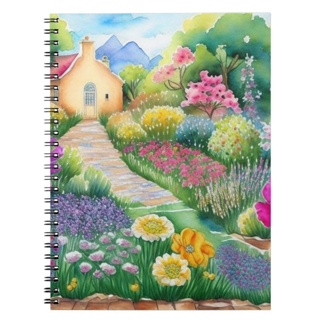 Bridgerton-inspired watercolor   floral   Spiral  Notebook (Front)