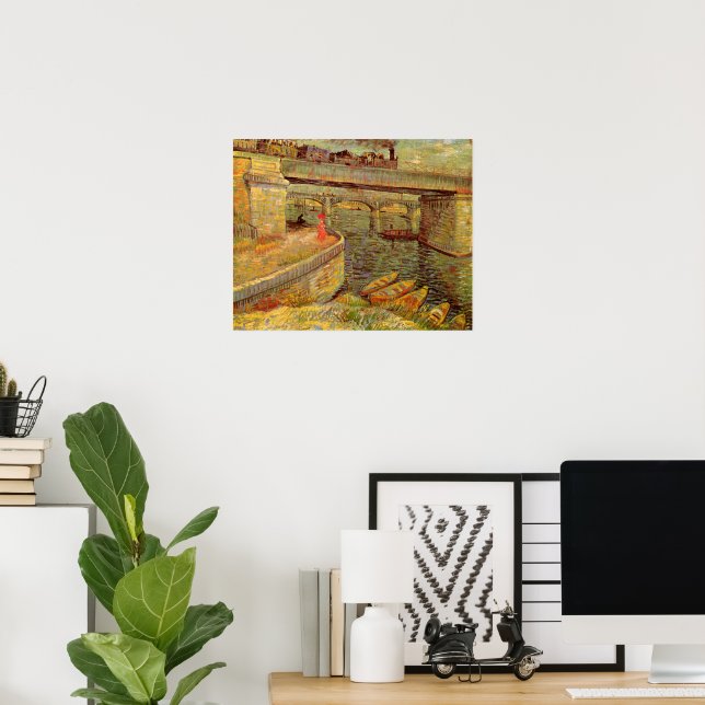 Bridges Across Seine, Asnieres by Vincent van Gogh Poster (Home Office)
