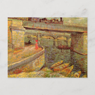 Bridges across the Seine at Asnieres by van Gogh Postcard