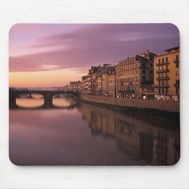 Bridges over the Arno River at sunset, Mouse Pad (Front)