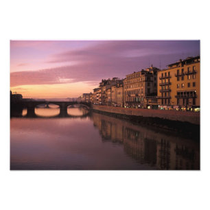 Bridges over the Arno River at sunset, Photo Print