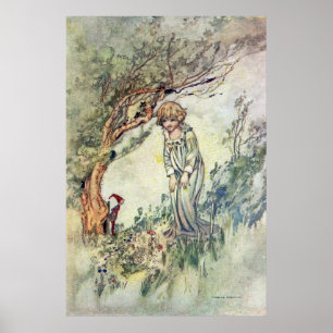 Bridget and Gnome by Charles Robinson Poster