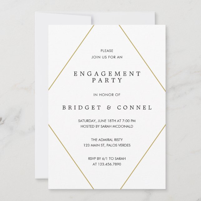 Bridget Geometric Modern Engagement Party Invitation (Front)