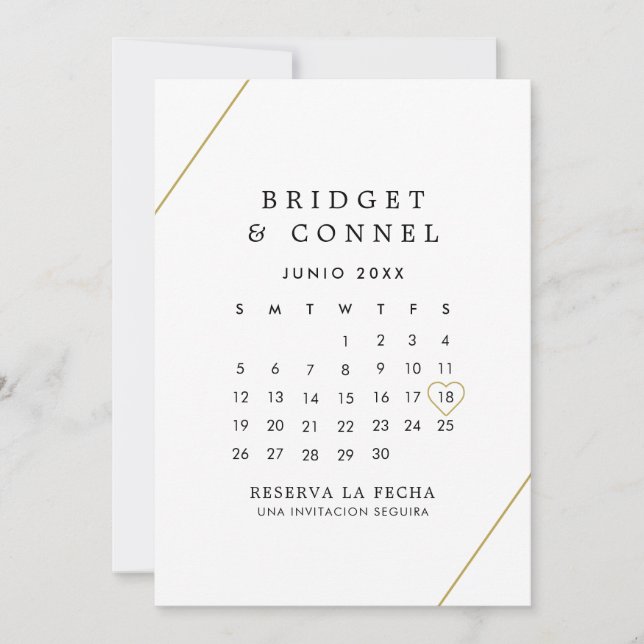 Bridget Geometric Modern Spanish Wedding Save The Date (Front)