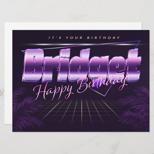 Bridget Name First name pura retro card Birthday (Front/Back)