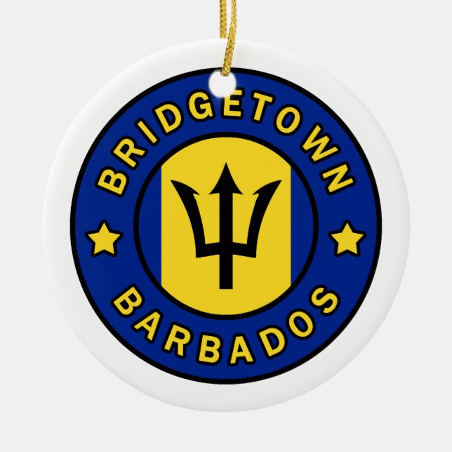 Bridgetown Barbados Ceramic Tree Decoration (Front)